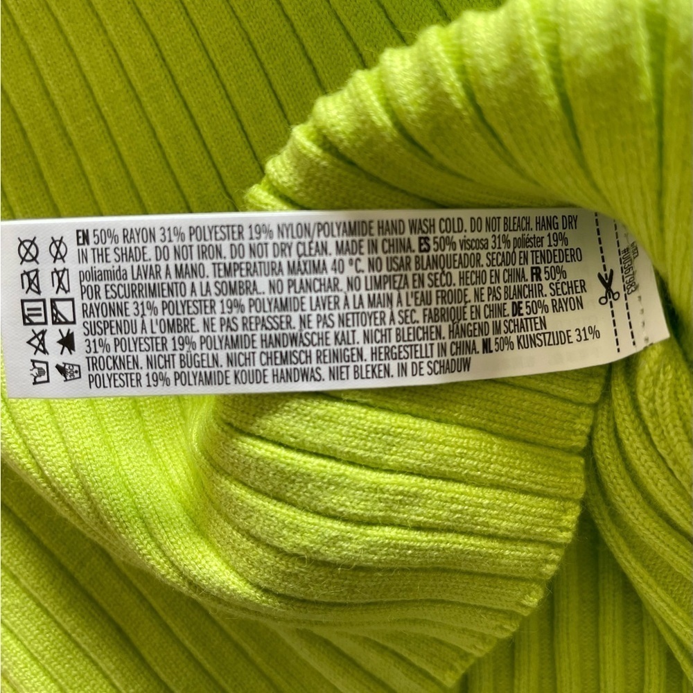 Forever 21 Ribbed Bodycon Lime Green Sweater Dress Women’s Size Small NWT - Picture 7 of 8